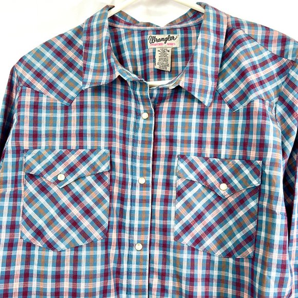 Men's Wrangler Pearl Snap Button Plaid "Wrancher" Western Shirt Sz XL - Picture 4 of 10